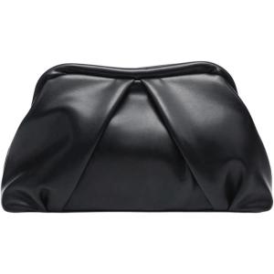 imageFloerns Womens Vintage Leather Ruched Bag Evening Handbag Dumpling Clutch PurseBlack Solid