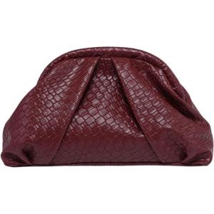 imageFloerns Womens Vintage Leather Ruched Bag Evening Handbag Dumpling Clutch PurseBurgundy Plain