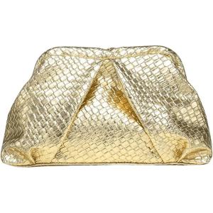 imageFloerns Womens Vintage Leather Ruched Bag Evening Handbag Dumpling Clutch PurseGold