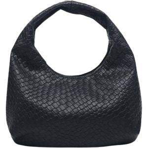 imageFloerns Womens Vintage Leather Tote Shoulder Handbag Top Handle Hobo BagBlack