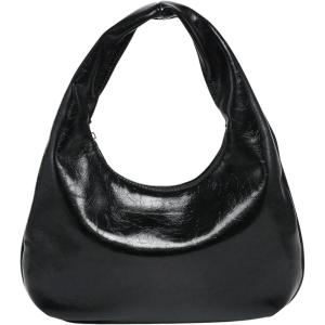 imageFloerns Womens Vintage Leather Tote Shoulder Handbag Top Handle Hobo BagBlack Pu