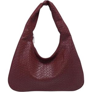 imageFloerns Womens Vintage Leather Tote Shoulder Handbag Top Handle Hobo BagBurgundy Solid