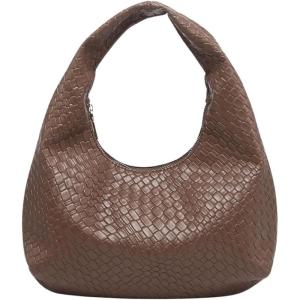 imageFloerns Womens Vintage Leather Tote Shoulder Handbag Top Handle Hobo BagDark Brown