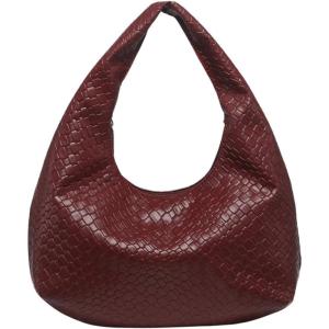 imageFloerns Womens Vintage Leather Tote Shoulder Handbag Top Handle Hobo BagRust Red