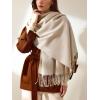 imageFloerns Mens Scarves Classic Fall Winter Plaid Tassel Soft Warm ScarfBeige