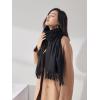 imageFloerns Mens Scarves Classic Fall Winter Plaid Tassel Soft Warm ScarfDull Black