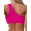 imageFloerns Womens 2 Piece Bathing Suit Cut Out One Shoulder Bikini SwimsuitHot Pink