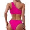 imageFloerns Womens 2 Piece Bathing Suit Cut Out One Shoulder Bikini SwimsuitHot Pink