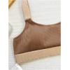 imageFloerns Womens 2 Piece Bikini Set Ribbed Knit Colorblock Bikini Bra and High Cut SwimwearCoffee Brown