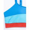 imageFloerns Womens 2 Piece Colorblock Athletic Adjustable Strap Bikini Swimsuit Set Blue and Orange Large