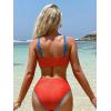 imageFloerns Womens 2 Piece Colorblock Athletic Adjustable Strap Bikini Swimsuit Set Blue and Orange Large