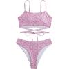 imageFloerns Womens 2 Piece Ditsy Floral Print Criss Cross Tie Back Bikini Swimsuit SetPink