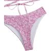 imageFloerns Womens 2 Piece Ditsy Floral Print Criss Cross Tie Back Bikini Swimsuit SetPink