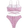 imageFloerns Womens 2 Piece Ditsy Floral Print Criss Cross Tie Back Bikini Swimsuit SetPink