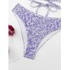 imageFloerns Womens 2 Piece Ditsy Floral Print Criss Cross Tie Back Bikini Swimsuit SetPurple and White