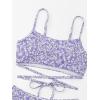 imageFloerns Womens 2 Piece Ditsy Floral Print Criss Cross Tie Back Bikini Swimsuit SetPurple and White