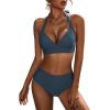 imageFloerns Womens 2 Piece Halter Backless Beach Swimwear Bathing Suit Bikini SetsDusty Blue
