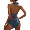 imageFloerns Womens 2 Piece Halter Backless Beach Swimwear Bathing Suit Bikini SetsDusty Blue