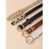 imageFloerns Womens 5 Pcs PU Leather Thin Belt for Jeans Dress with Pattern BuckleWhite Brown Black Beige