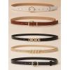 imageFloerns Womens 5 Pcs PU Leather Thin Belt for Jeans Dress with Pattern BuckleWhite Brown Black Beige