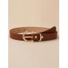 imageFloerns Womens 5 Pcs PU Leather Thin Belt for Jeans Dress with Pattern BuckleWhite Brown Black Beige