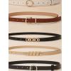 imageFloerns Womens 5 Pcs PU Leather Thin Belt for Jeans Dress with Pattern BuckleWhite Brown Black Beige