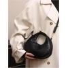 imageFloerns Womens Crossbody Bag Leather Weave Small Handbag Retro Crescent BagBlack