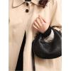 imageFloerns Womens Crossbody Bag Leather Weave Small Handbag Retro Crescent BagBlack