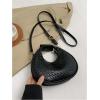 imageFloerns Womens Crossbody Bag Leather Weave Small Handbag Retro Crescent BagBlack