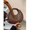 imageFloerns Womens Crossbody Bag Leather Weave Small Handbag Retro Crescent BagCoffee Brown