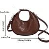 imageFloerns Womens Crossbody Bag Leather Weave Small Handbag Retro Crescent BagCoffee Brown