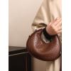 imageFloerns Womens Crossbody Bag Leather Weave Small Handbag Retro Crescent BagCoffee Brown