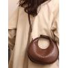 imageFloerns Womens Crossbody Bag Leather Weave Small Handbag Retro Crescent BagCoffee Brown