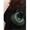 imageFloerns Womens Crossbody Bag Leather Weave Small Handbag Retro Crescent BagDark Green
