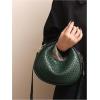 imageFloerns Womens Crossbody Bag Leather Weave Small Handbag Retro Crescent BagDark Green
