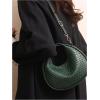 imageFloerns Womens Crossbody Bag Leather Weave Small Handbag Retro Crescent BagDark Green