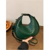 imageFloerns Womens Crossbody Bag Leather Weave Small Handbag Retro Crescent BagDark Green