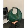 imageFloerns Womens Crossbody Bag Leather Weave Small Handbag Retro Crescent BagDark Green