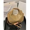 imageFloerns Womens Crossbody Bag Leather Weave Small Handbag Retro Crescent BagKhaki