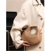 imageFloerns Womens Crossbody Bag Leather Weave Small Handbag Retro Crescent BagKhaki