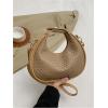 imageFloerns Womens Crossbody Bag Leather Weave Small Handbag Retro Crescent BagKhaki