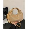 imageFloerns Womens Crossbody Bag Leather Weave Small Handbag Retro Crescent BagKhaki