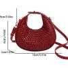 imageFloerns Womens Crossbody Bag Leather Weave Small Handbag Retro Crescent BagRed