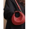 imageFloerns Womens Crossbody Bag Leather Weave Small Handbag Retro Crescent BagRed