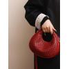 imageFloerns Womens Crossbody Bag Leather Weave Small Handbag Retro Crescent BagRed