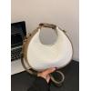 imageFloerns Womens Crossbody Bag Leather Weave Small Handbag Retro Crescent BagWhite