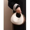 imageFloerns Womens Crossbody Bag Leather Weave Small Handbag Retro Crescent BagWhite