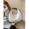 imageFloerns Womens Crossbody Bag Leather Weave Small Handbag Retro Crescent BagWhite