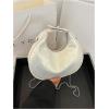 imageFloerns Womens Crossbody Bag Leather Weave Small Handbag Retro Crescent BagWhite Ivory