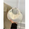 imageFloerns Womens Crossbody Bag Leather Weave Small Handbag Retro Crescent BagWhite Ivory